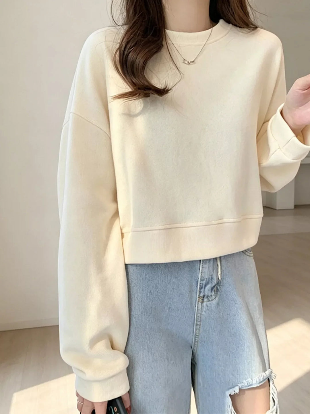 Crew Neck  Drop Shoulder Sweatshirt