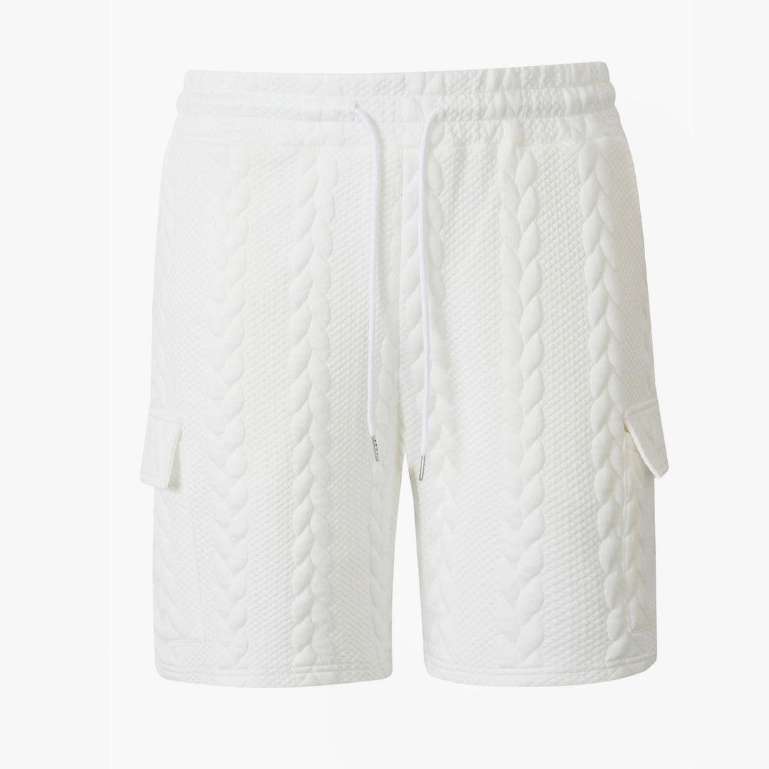Mens Drawstring Jacquard Casual Shorts