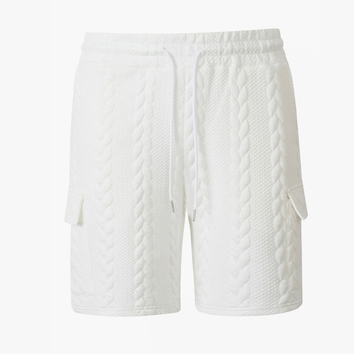 Mens Drawstring Jacquard Casual Shorts