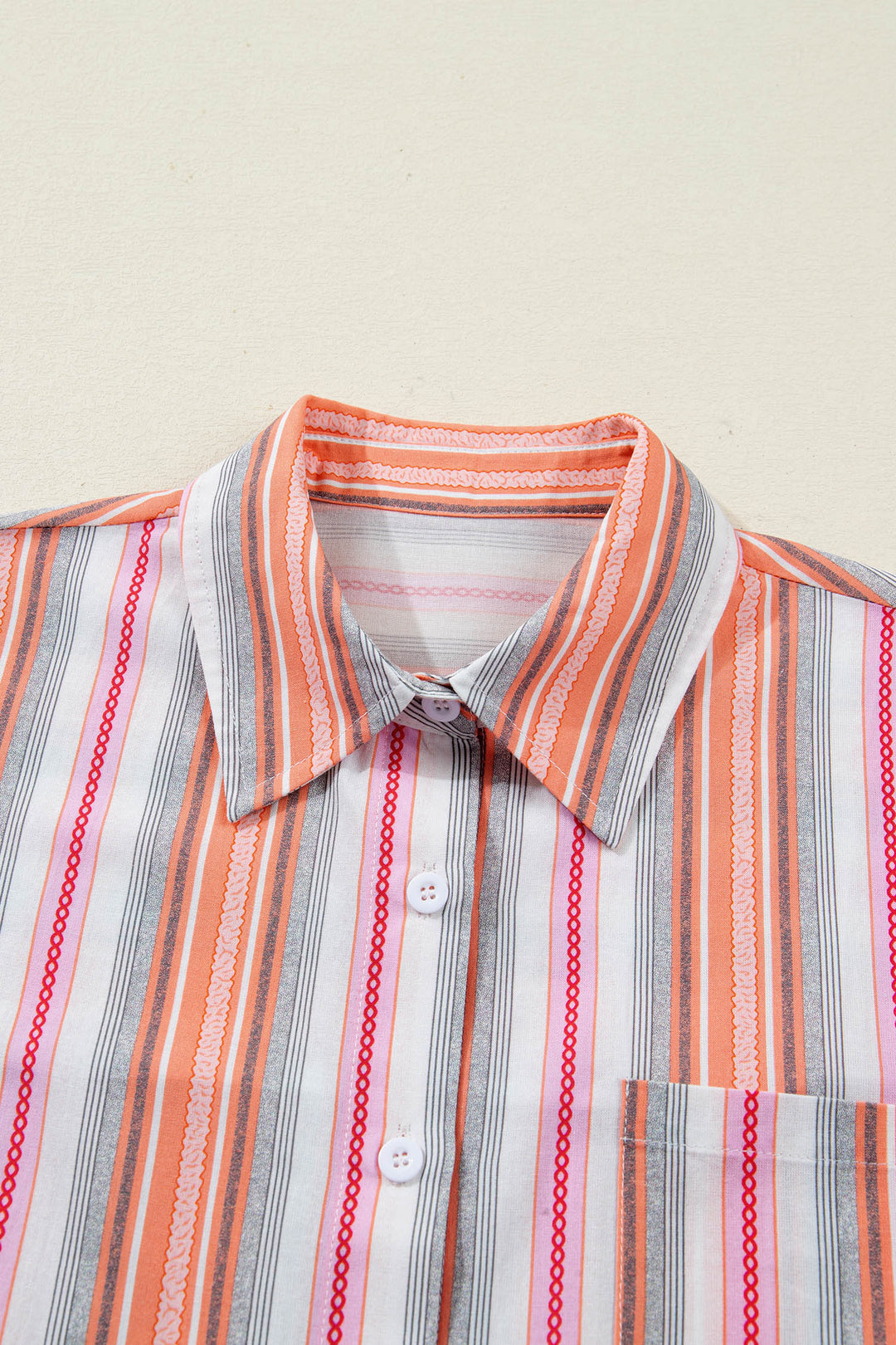 Pink Stripe Button up Short Sleeve Shirt