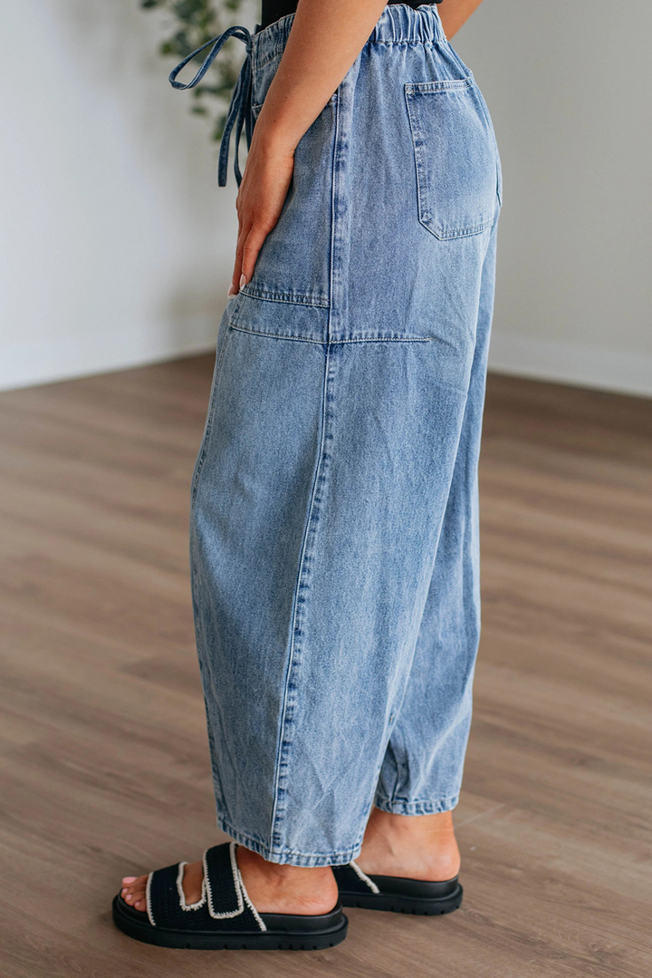 Myosotis Large Patch Pocket Drawstring Paperbag Waist Barrel Jeans