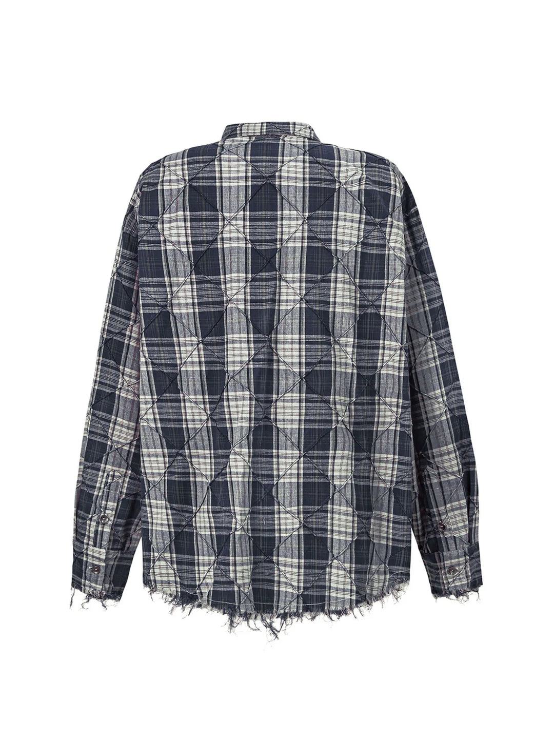 Men's Raw Hem Plaid Button Up Shirt