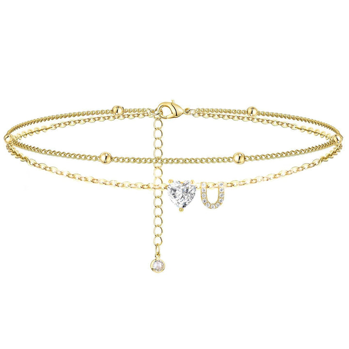 Womens Adjustable Delicate Versatile Double-layer Anklet Set