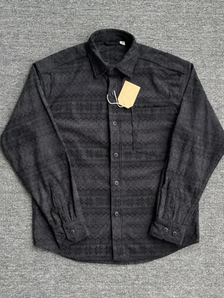 Men's Printed Button Up Long Sleeve Shirt
