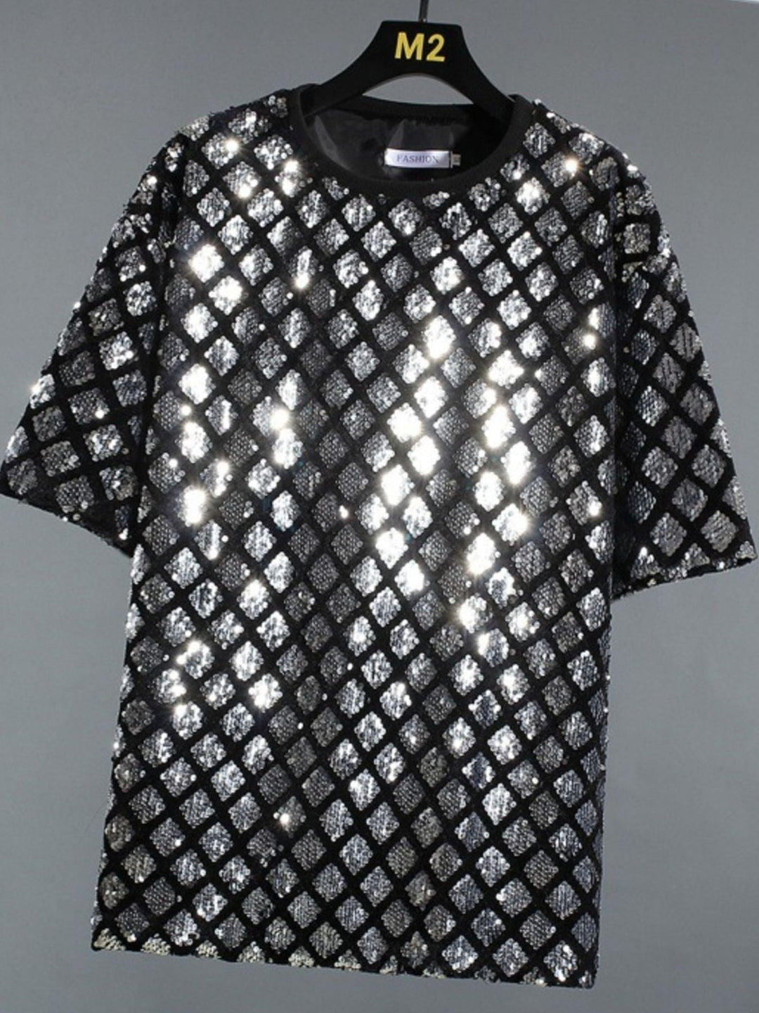 Men's Sequin Round Neck T-Shirt