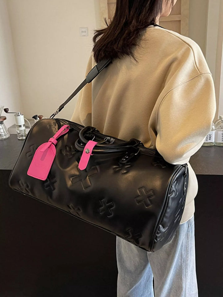 Embossed Cross Pattern Travel Duffel Bag