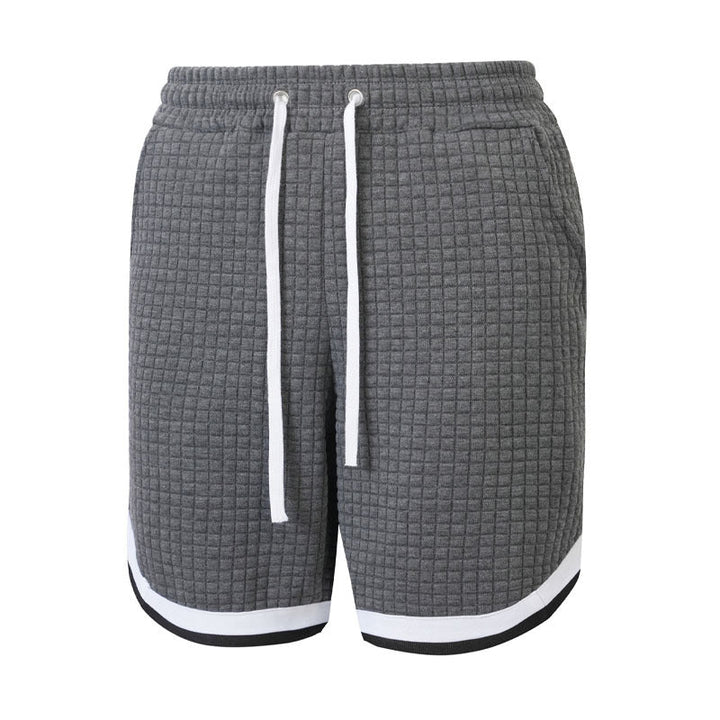 Mens Sporty Plaid-Panel Short Shorts