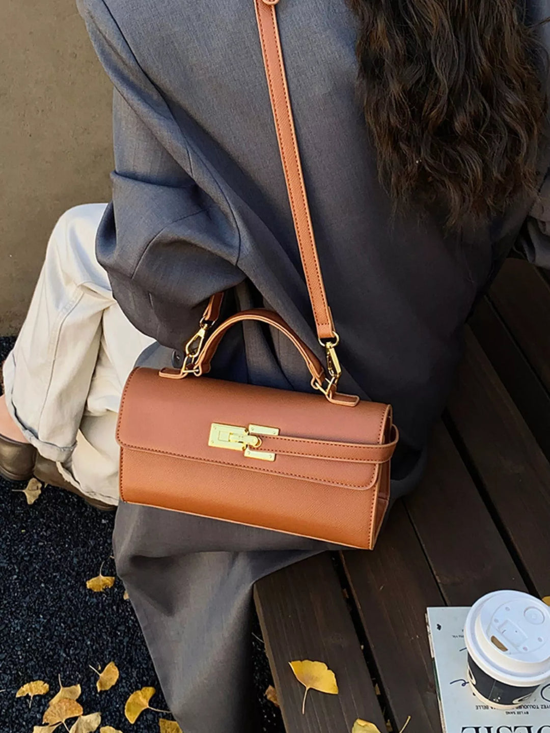 Golden Clasp Crossbody Bag