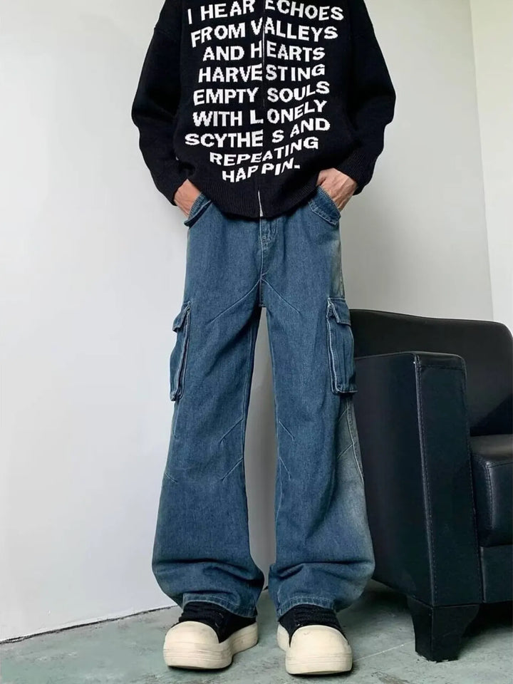 Men's Full Size Cargo Wide Leg Baggy Jeans Plus Size