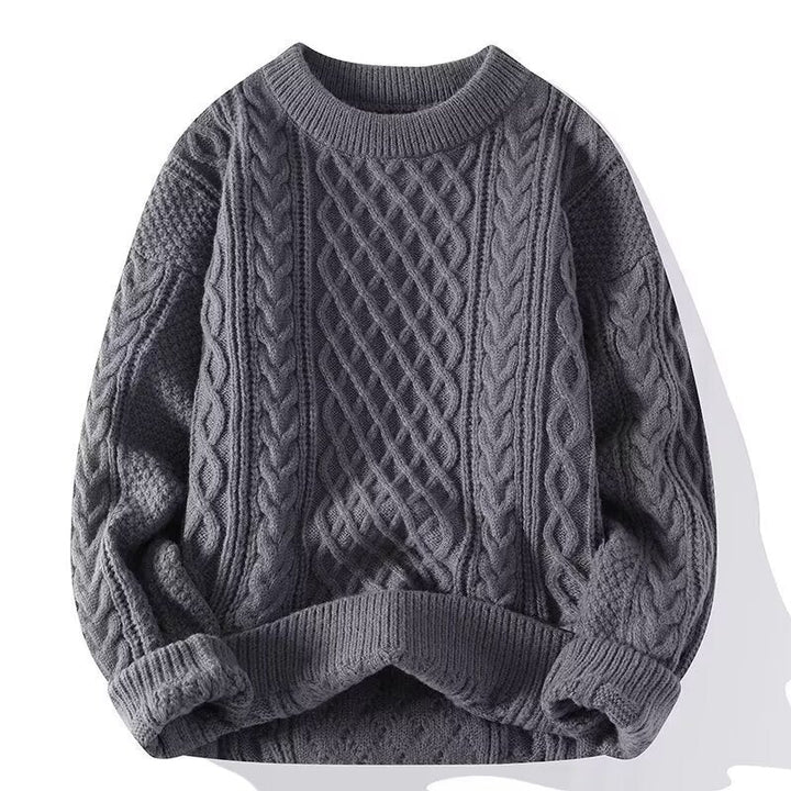 Round-neck High-neck Fleece-lined Solid-color Sweater