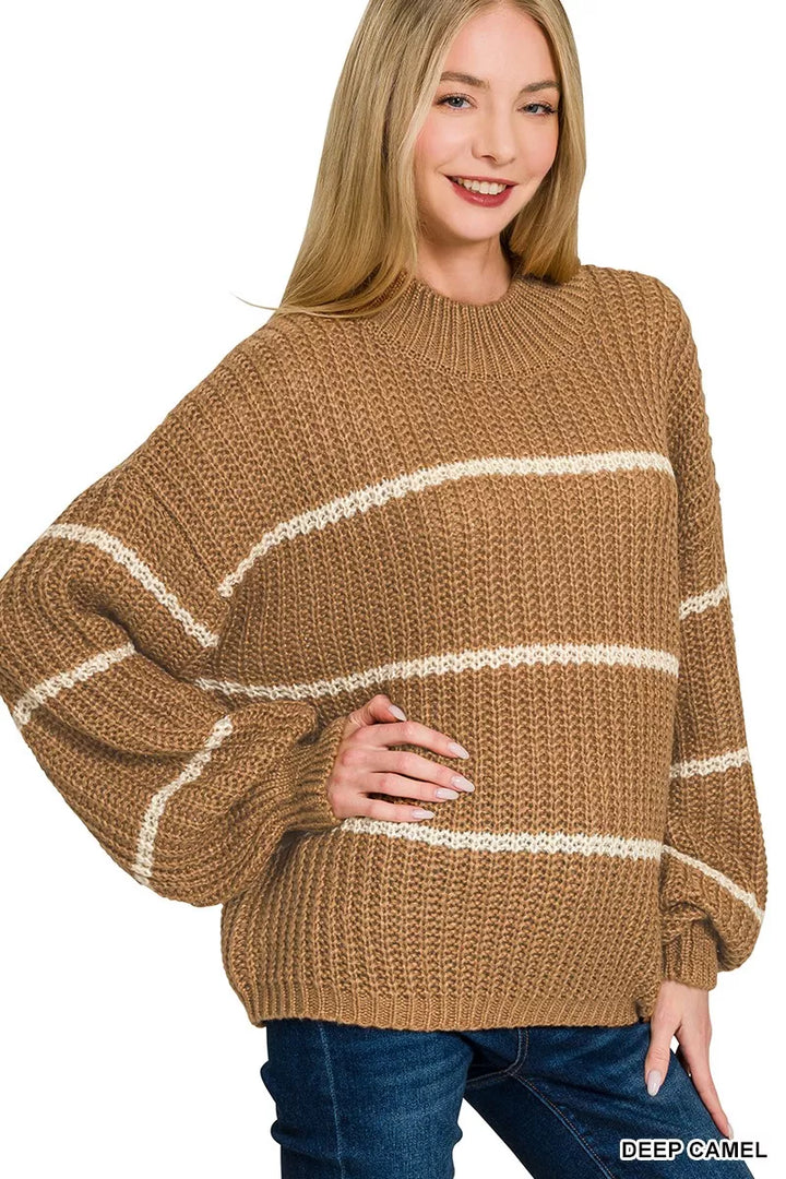 Zenana Oversize Striped Sweater