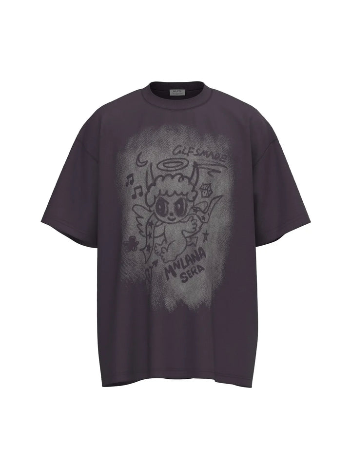 Men's Cartoon Character Graphic Oversized T-Shirt