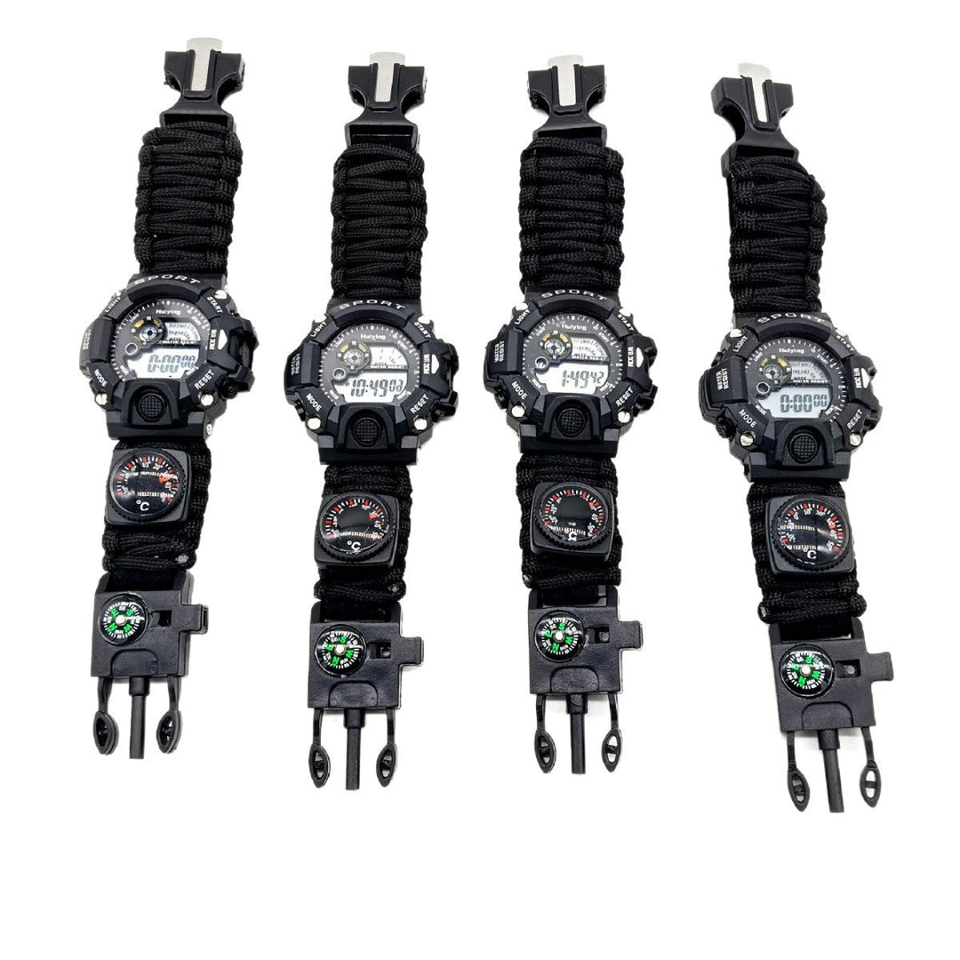 Multifunctional Outdoor Survival Paracord Adjustable Waterproof Watch For Camping