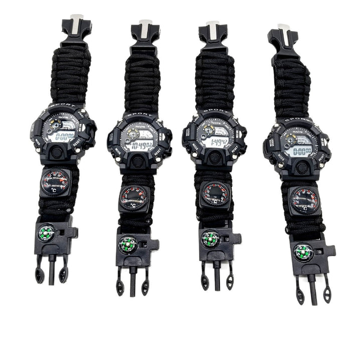 Multifunctional Outdoor Survival Paracord Adjustable Waterproof Watch For Camping