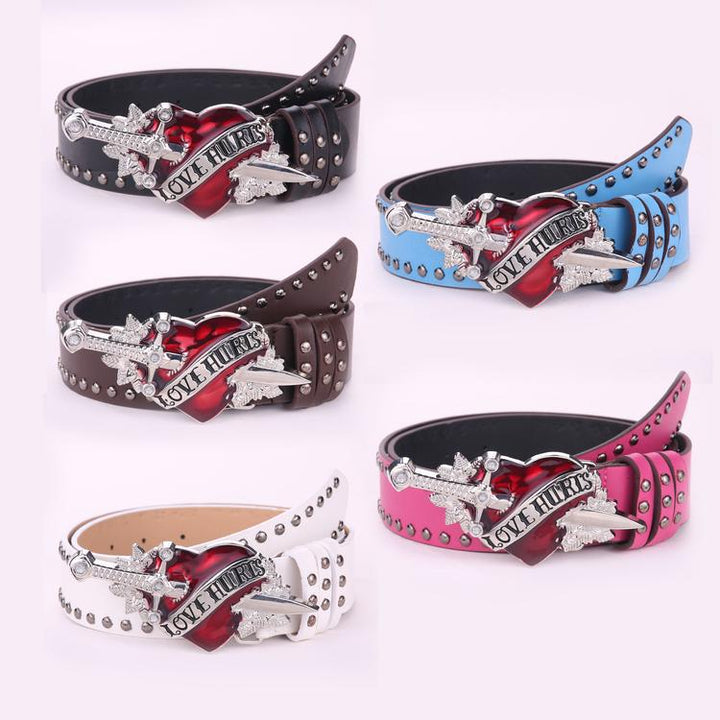 One Sword Piercing The Heart Big Head Belt Buckle Personality Spicy Girl
