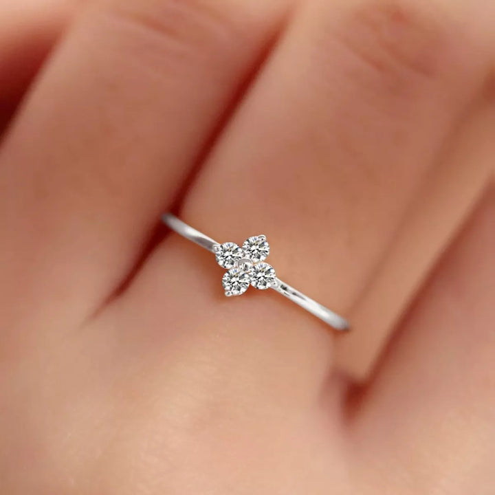 925 Sterling Silver Four-Leaf Clover Ring