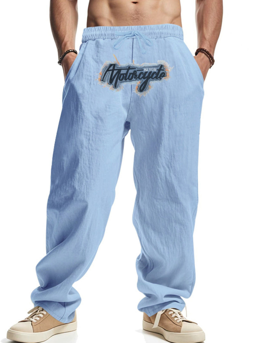 Men's Full Size Drawstring Letter Casual Pants Plus Size
