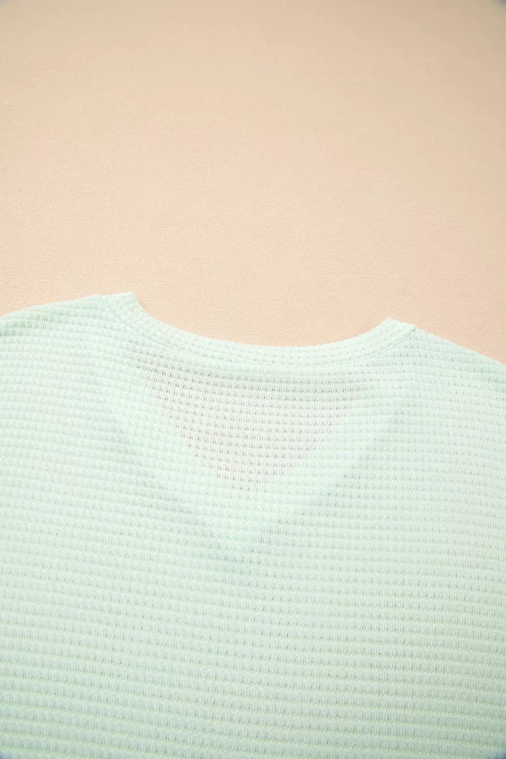 V Neck Short Sleeve Plus Size Waffle Knit Top