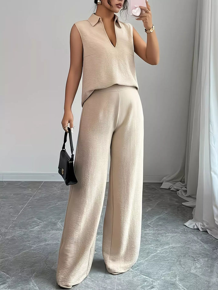 Sleeveless Top and Wide Leg Pants Set