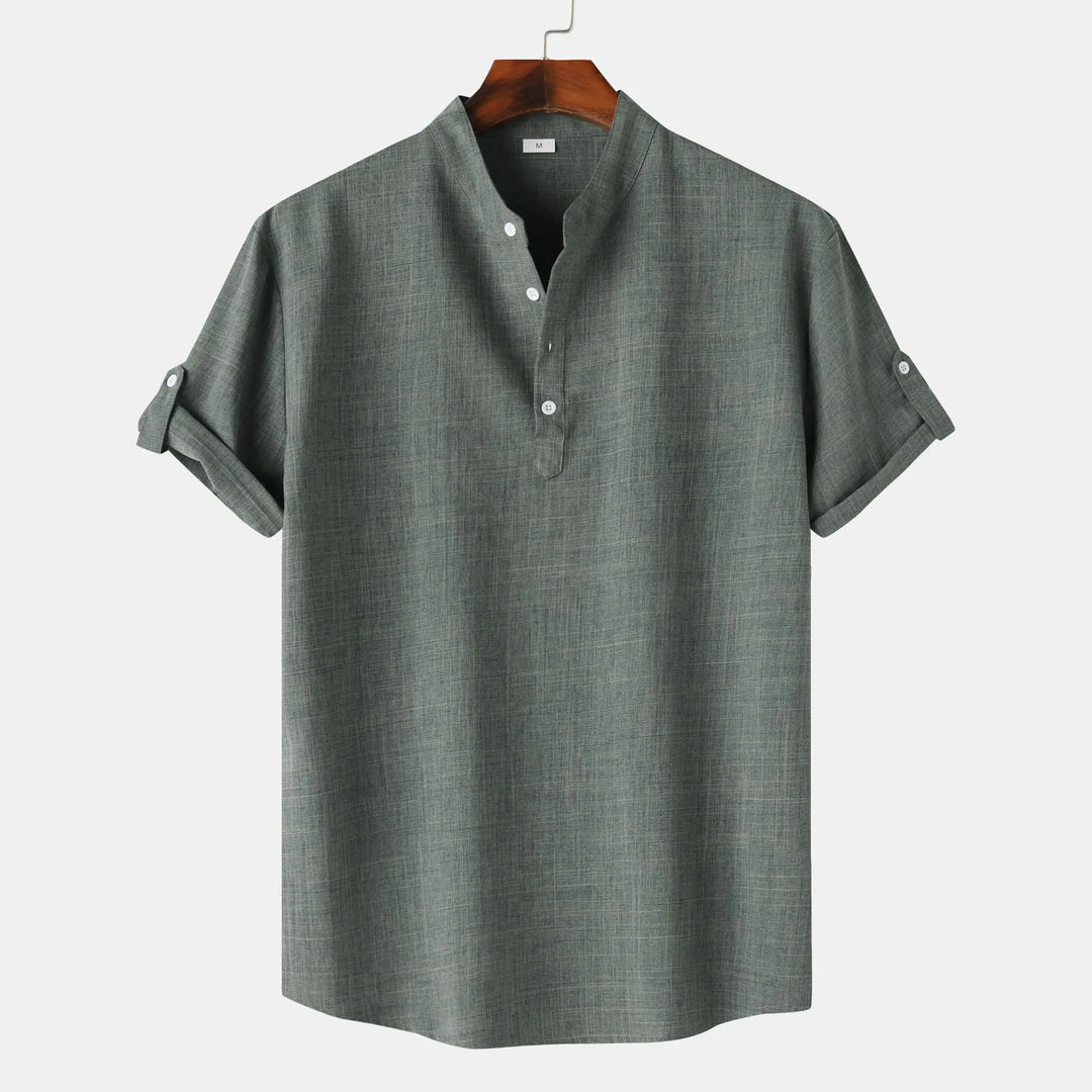 Men's Casual Short Sleeve Henley Blouse