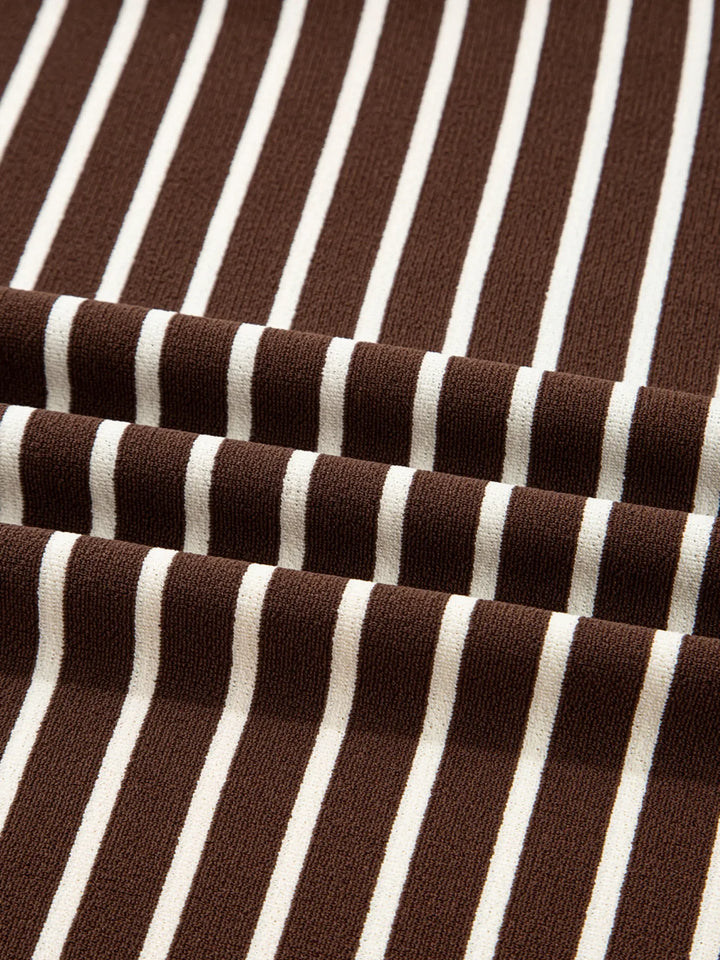 Stripe Cropped Crew Neck Long Sleeve T Shirt