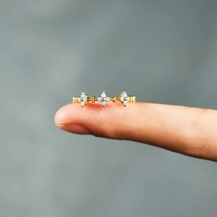 925 Sterling Silver Inlaid Zircon Flower Ring