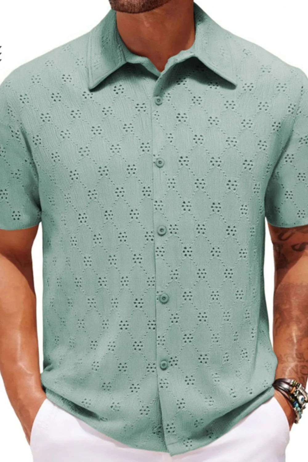 Men's Plus Size Button Down Short Sleeve Shirt