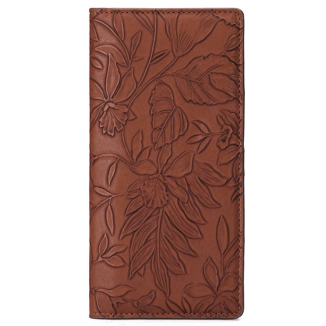 Floral Carved Womens Long Wallet With Embossed Pattern