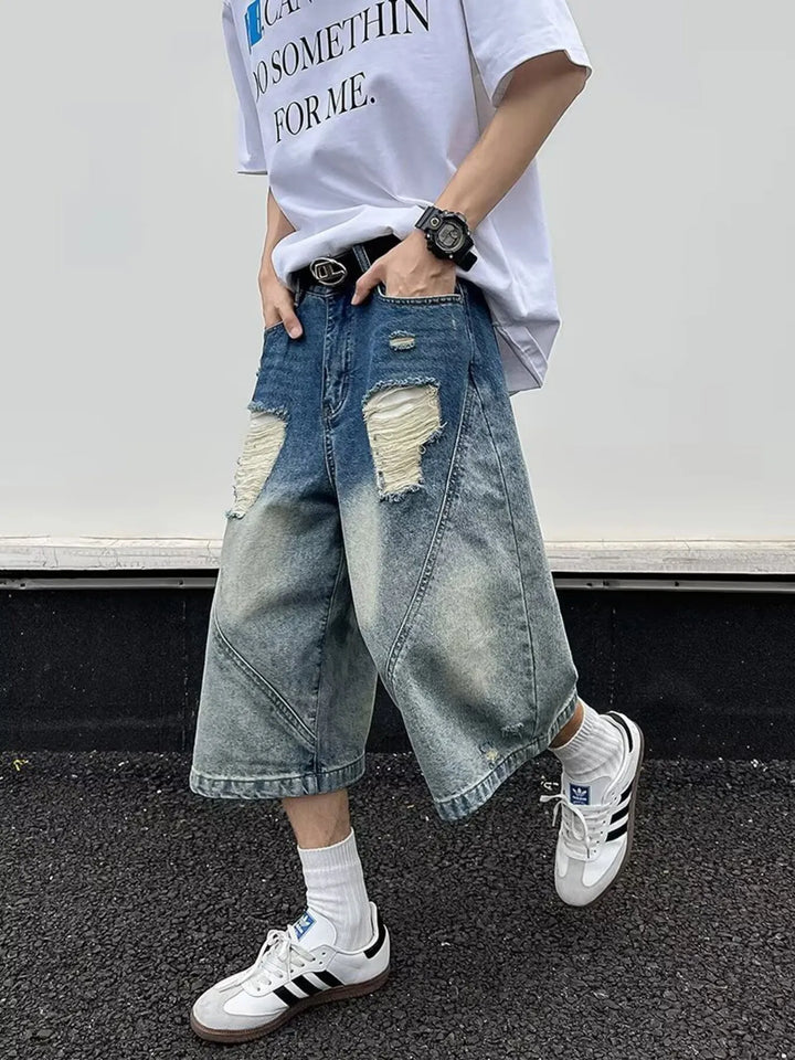 Men's Full Size Wide-Leg Denim Shorts Plus Size