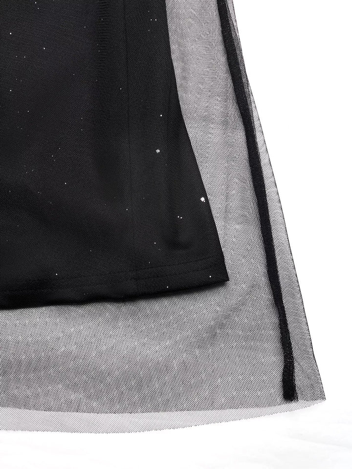Glitter Sleeveless Tulle Midi Dress