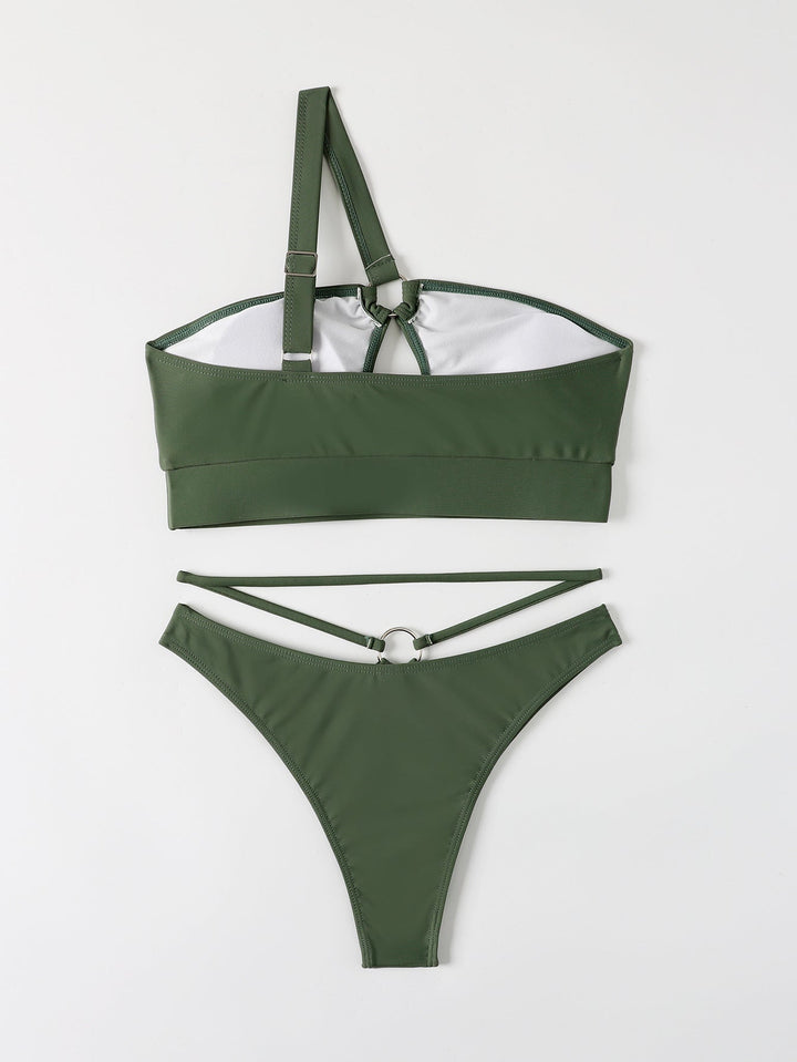 Swimsuit Bikini Swimsuit Ring One Shoulder Split Swimsuit Bikini