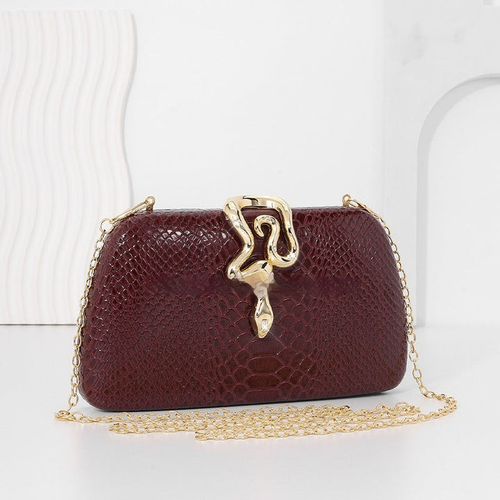 Womens Stylish Snake-Print Evening Tote With A Sophisticated European-American Flair