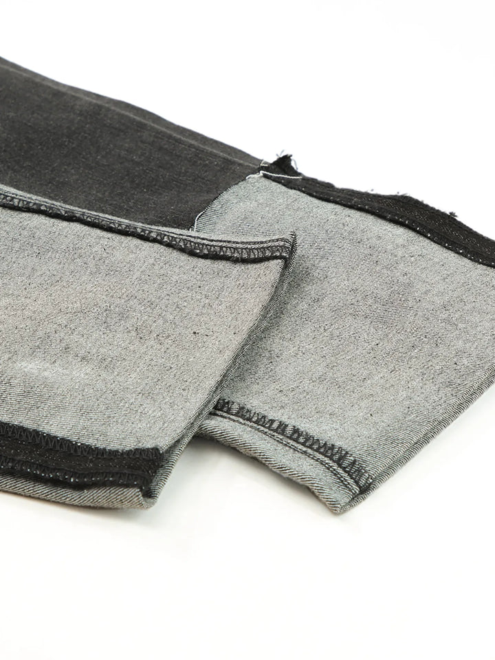 High Waist Distressed Straight Leg Jeans