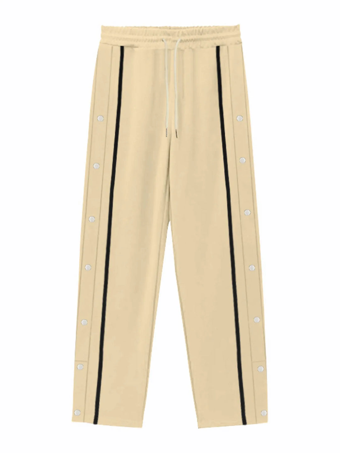 Men's Full Size Snap-Button Pants with Side Stripe Detail Plus Size
