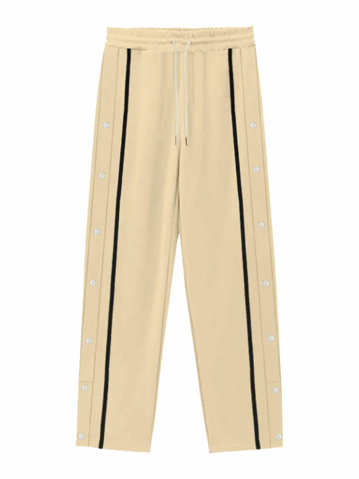 Men's Full Size Snap-Button Pants with Side Stripe Detail Plus Size