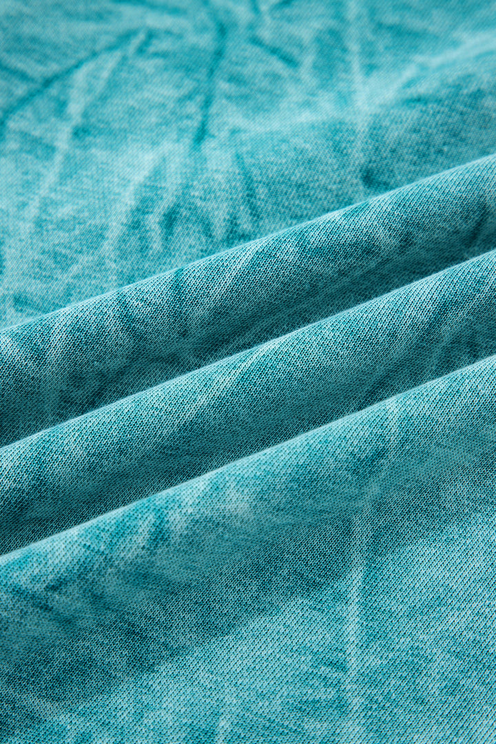 Sea Green saved by grace Letter Embroidery Mineral Wash Loose Sweatshirt