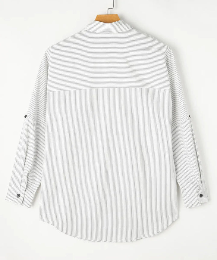 Striped Collared Neck Long Sleeve Shirt
