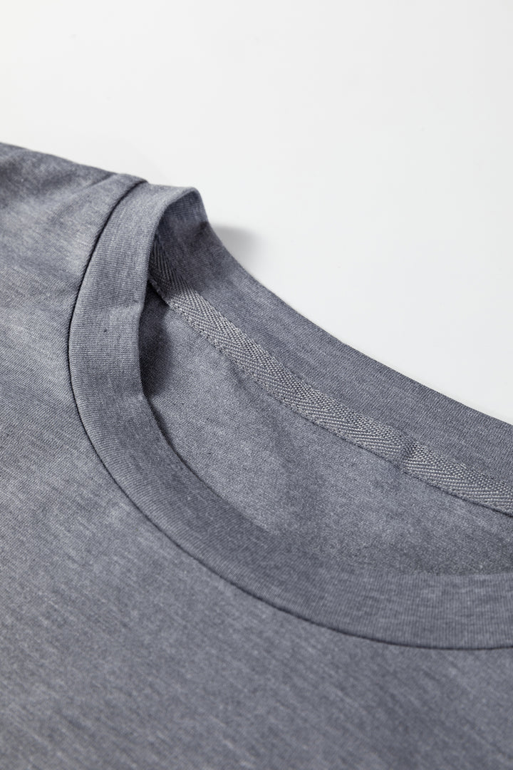 Gray Flag Pattern Sunflower Graphic Crew Neck Tee