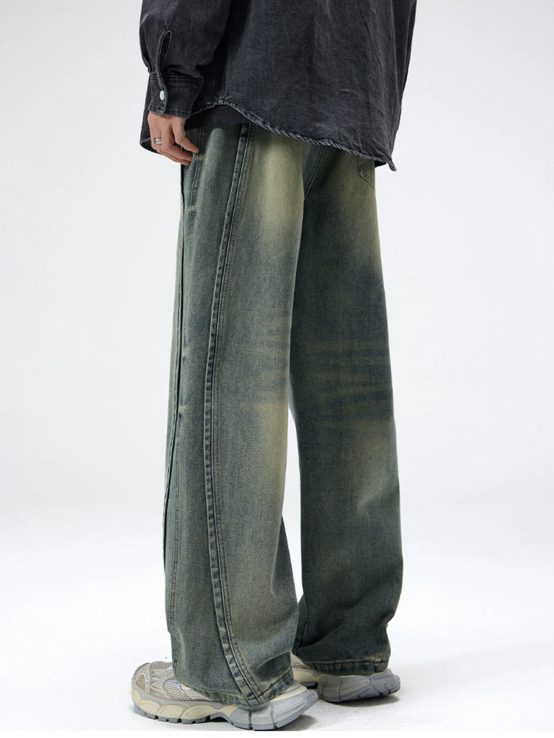 Men's Plus Size Drawstring Wide Leg Jeans