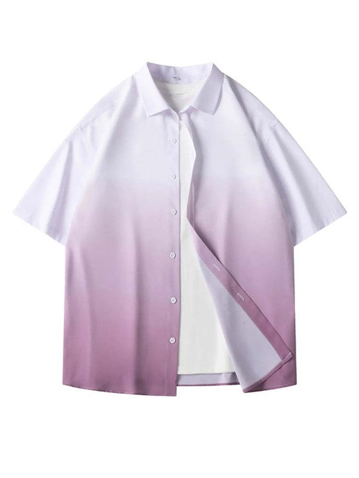 Men's Plus Size Gradient Color Short Sleeve Shirt