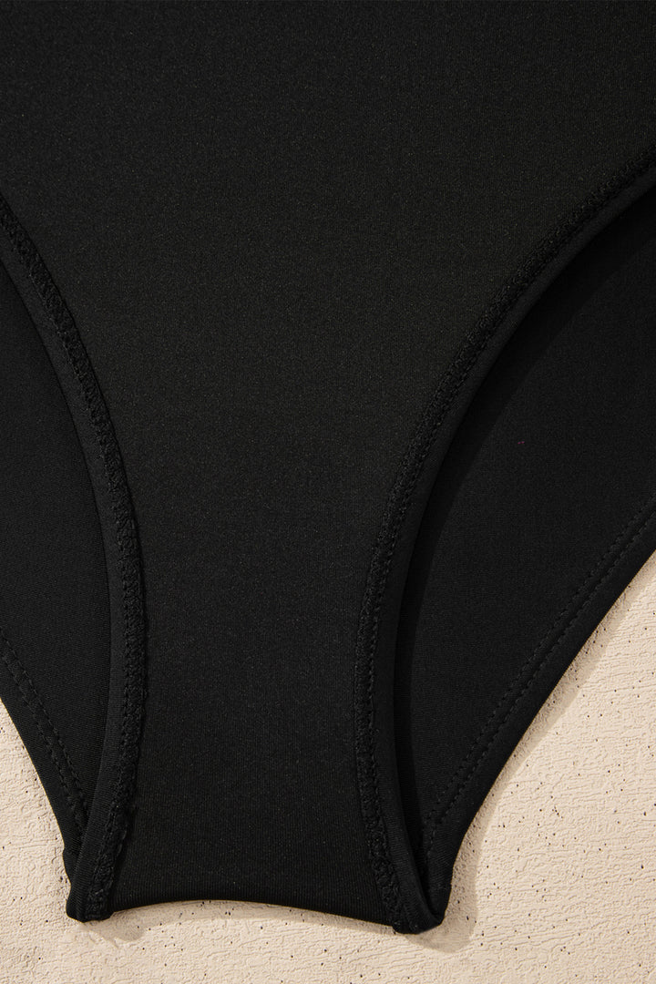 Black Scoop Neck Adjustable Tankini and Matching Skort Bathing Suit