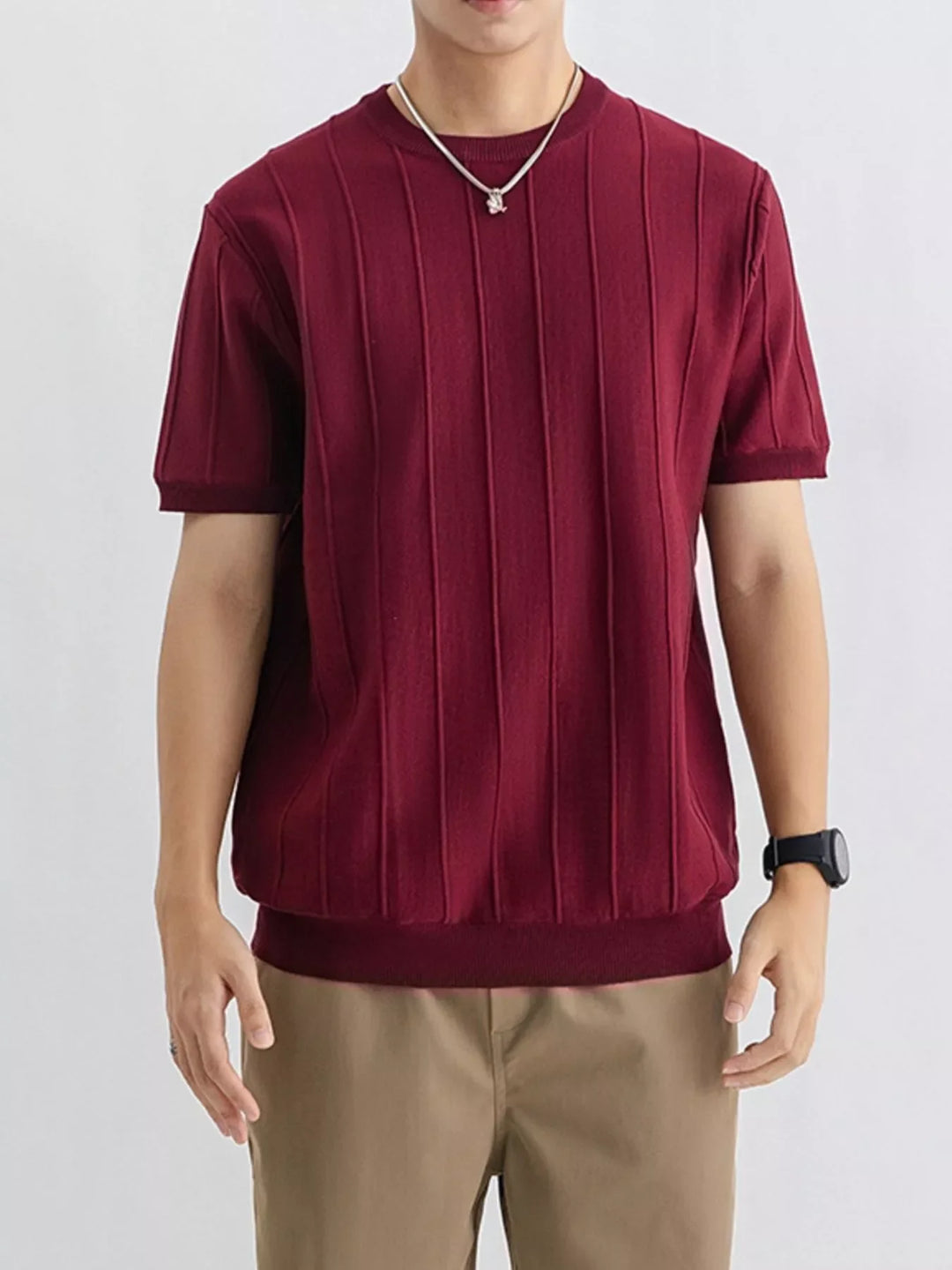 Men's Plus Size Textured Short Sleeve T-Shirt