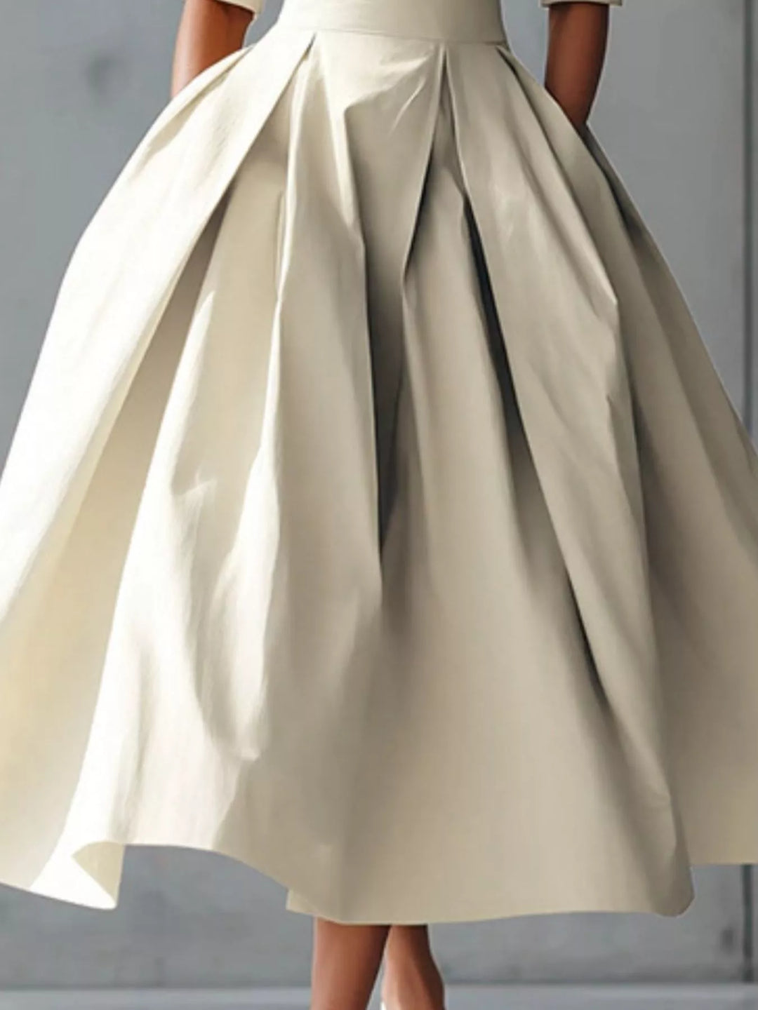 Round Neck A-Line Midi Dress