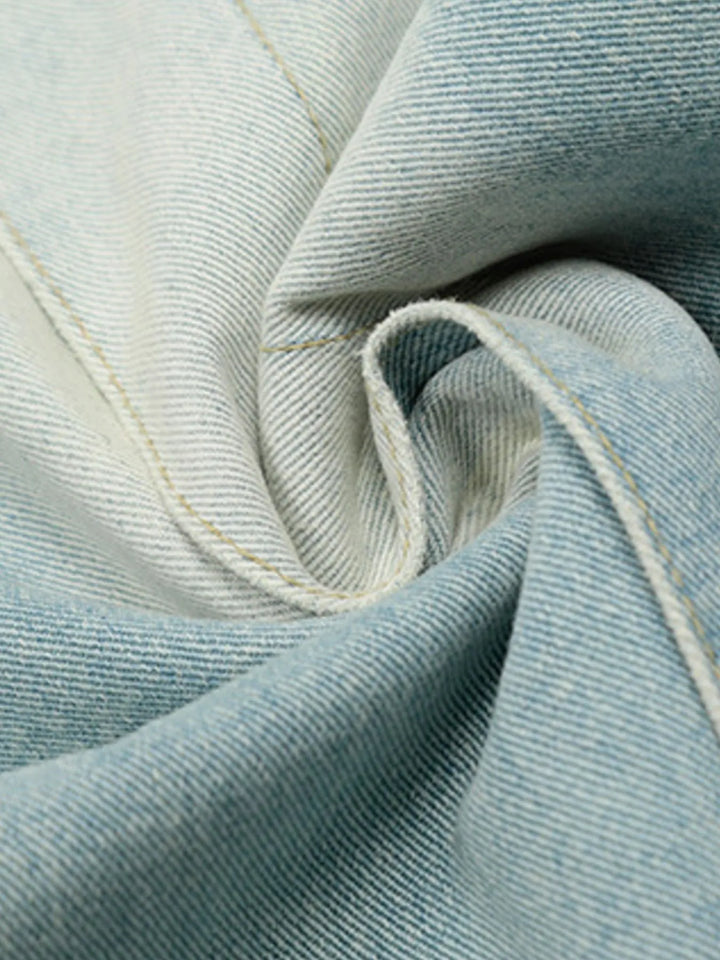 Men's Wash Pleated Wide Leg Jeans