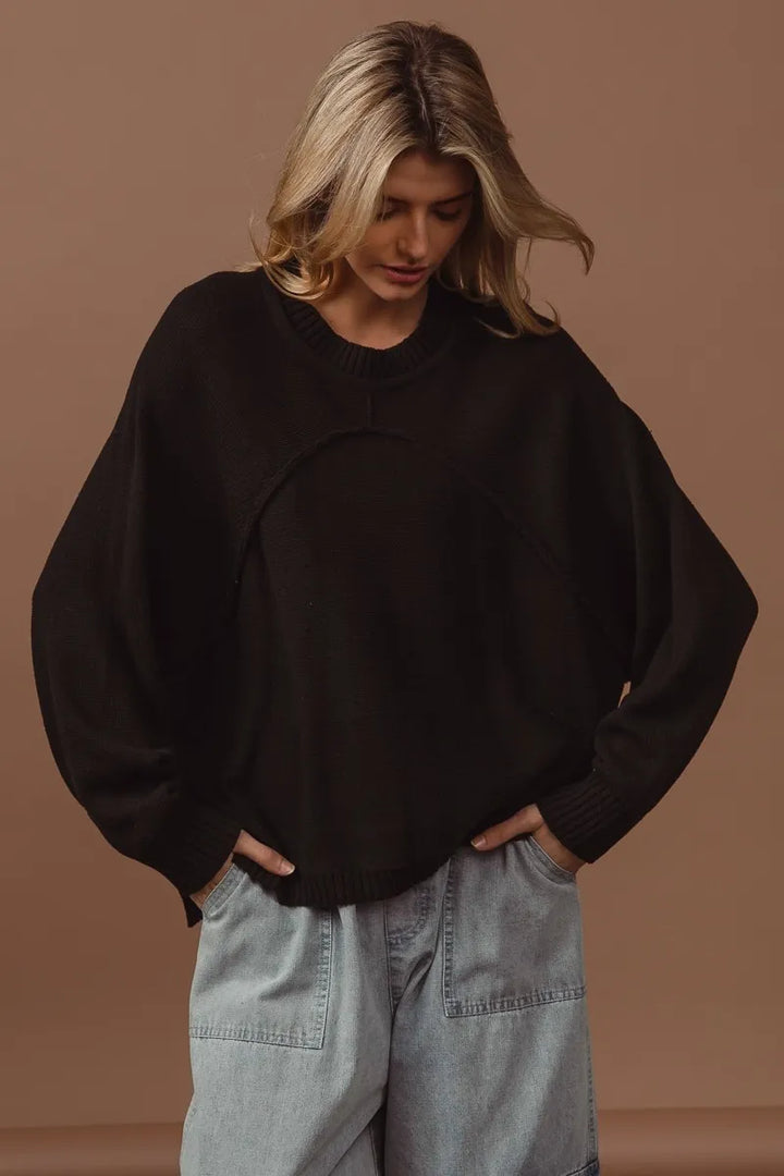 BiBi Raw Edge Arch Detailed Knit Top