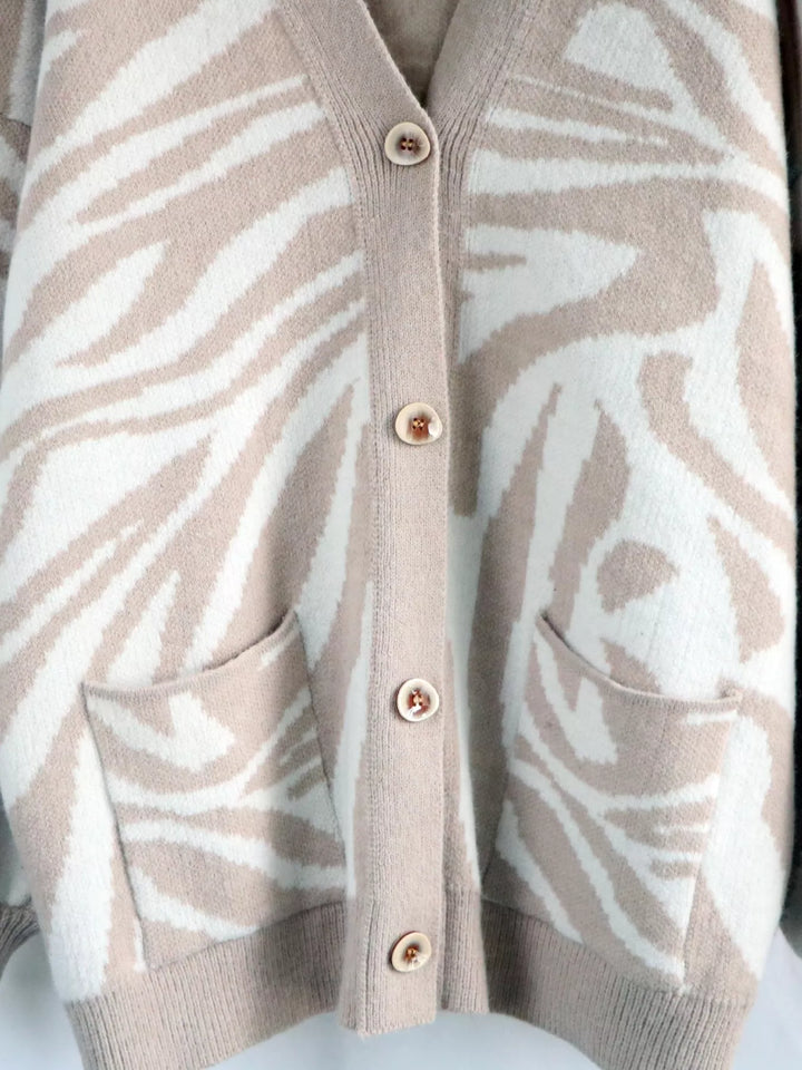 Zebra Print Button Up Cardigan