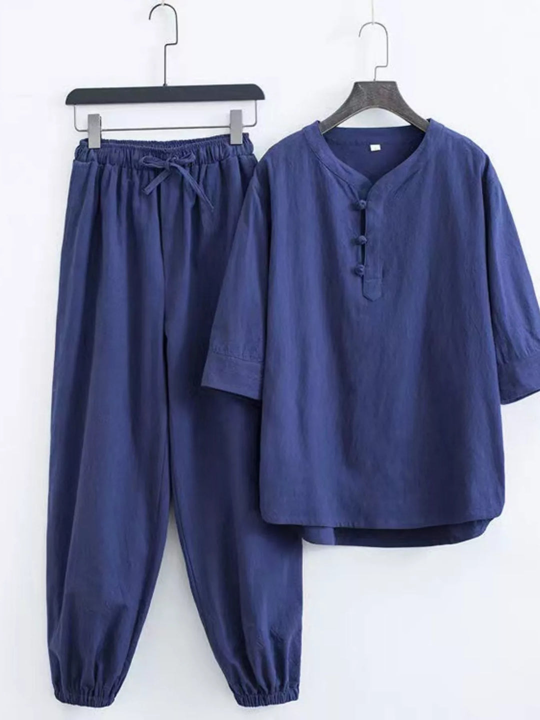 Men's Plus Size Chinese Style Top and Pants Set