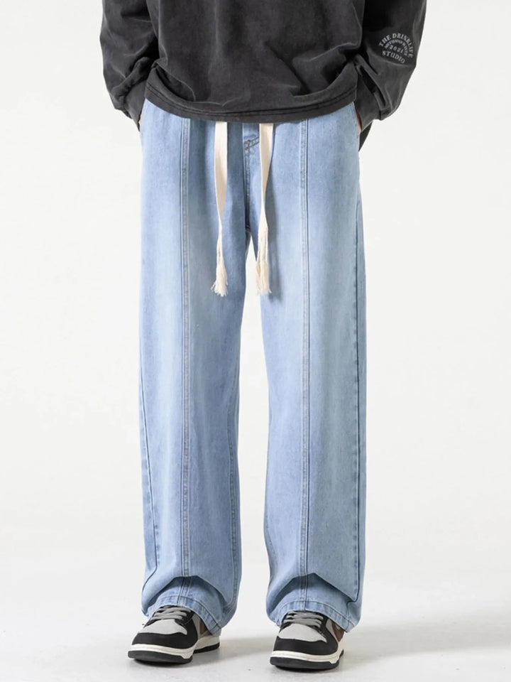 Men's Full Size Drawstring Wide Leg Jeans Plus Size