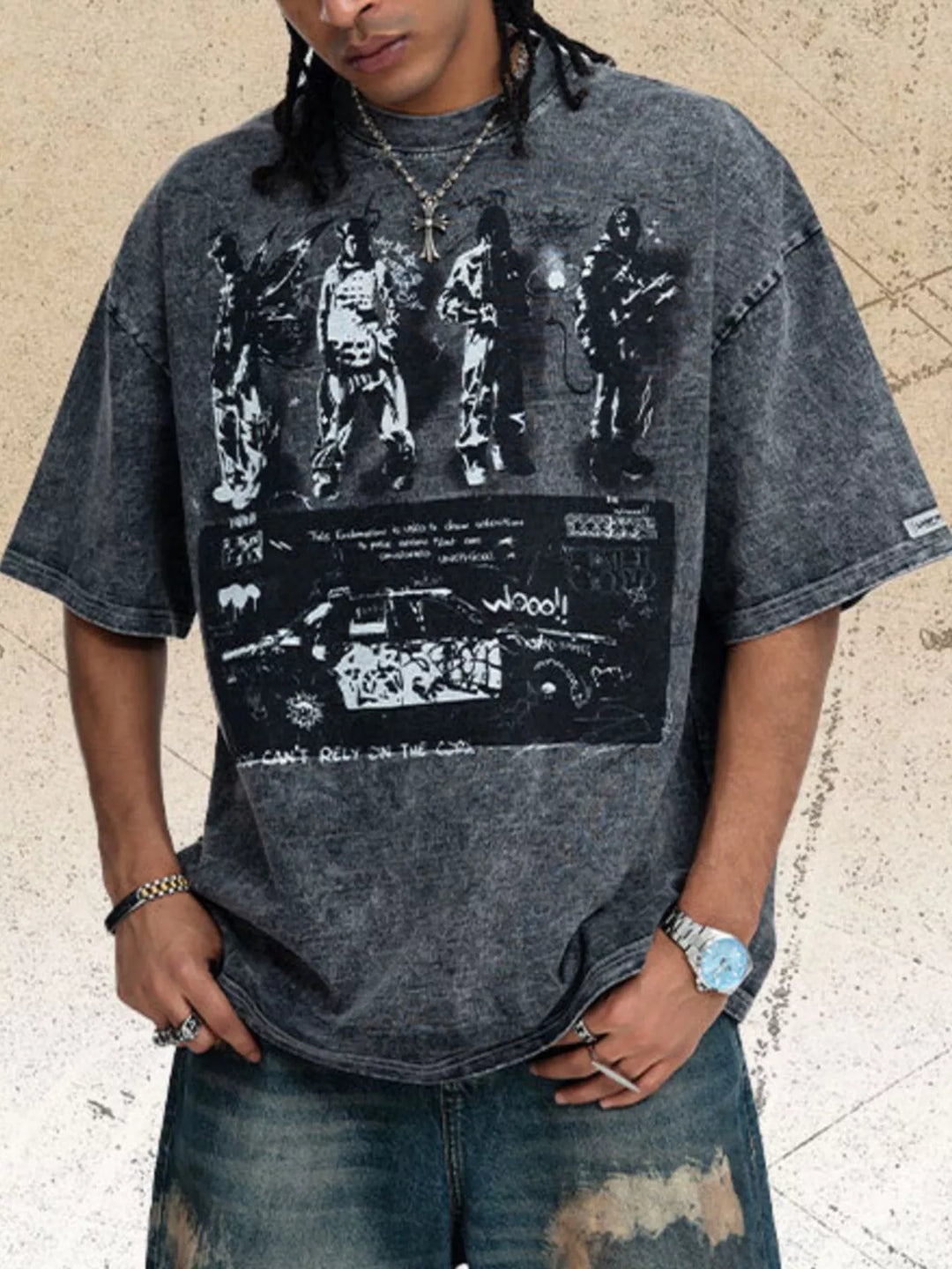 Men's Vintage Graphic Round Neck T-Shirt
