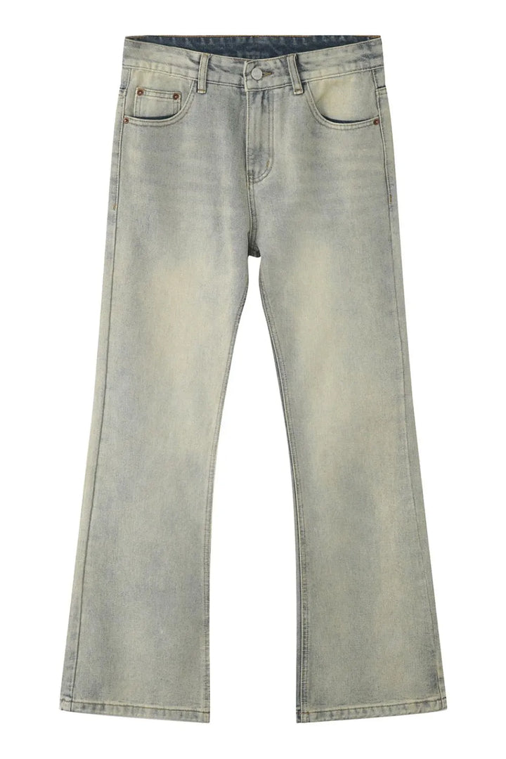 Men's Vintage Wash Straight Leg Jeans with Pockets